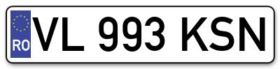 Placuta inmatriculare numar auto  VL-993-KSN, VL 993 KSN, VL993KSN