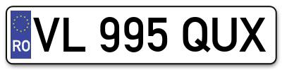 Placuta inmatriculare numar auto  VL-995-QUX, VL 995 QUX, VL995QUX