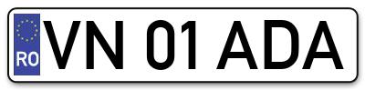 Placuta inmatriculare numar auto  VN-01-ADA, VN 01 ADA, VN01ADA