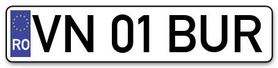 Placuta inmatriculare numar auto  VN-01-BUR, VN 01 BUR, VN01BUR