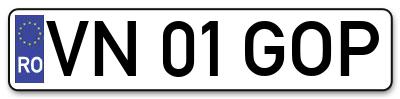 Placuta inmatriculare numar auto  VN-01-GOP, VN 01 GOP, VN01GOP