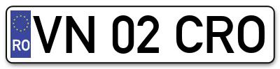 Placuta inmatriculare numar auto  VN-02-CRO, VN 02 CRO, VN02CRO