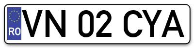 Placuta inmatriculare numar auto  VN-02-CYA, VN 02 CYA, VN02CYA