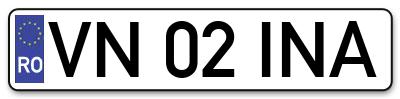 Placuta inmatriculare numar auto  VN-02-INA, VN 02 INA, VN02INA