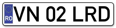 Placuta inmatriculare numar auto  VN-02-LRD, VN 02 LRD, VN02LRD