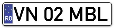 Placuta inmatriculare numar auto  VN-02-MBL, VN 02 MBL, VN02MBL