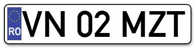 Placuta inmatriculare numar auto  VN-02-MZT, VN 02 MZT, VN02MZT