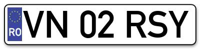 Placuta inmatriculare numar auto  VN-02-RSY, VN 02 RSY, VN02RSY
