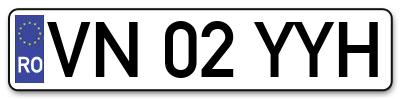 Placuta inmatriculare numar auto  VN-02-YYH, VN 02 YYH, VN02YYH