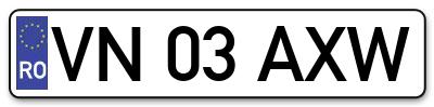 Placuta inmatriculare numar auto  VN-03-AXW, VN 03 AXW, VN03AXW