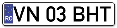 Placuta inmatriculare numar auto  VN-03-BHT, VN 03 BHT, VN03BHT