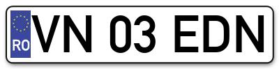 Placuta inmatriculare numar auto  VN-03-EDN, VN 03 EDN, VN03EDN