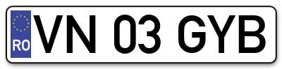 Placuta inmatriculare numar auto  VN-03-GYB, VN 03 GYB, VN03GYB