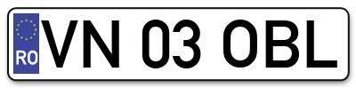 Placuta inmatriculare numar auto  VN-03-OBL, VN 03 OBL, VN03OBL