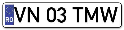 Placuta inmatriculare numar auto  VN-03-TMW, VN 03 TMW, VN03TMW