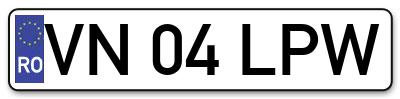 Placuta inmatriculare numar auto  VN-04-LPW, VN 04 LPW, VN04LPW
