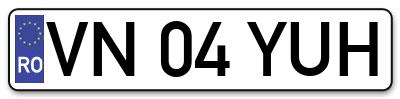 Placuta inmatriculare numar auto  VN-04-YUH, VN 04 YUH, VN04YUH