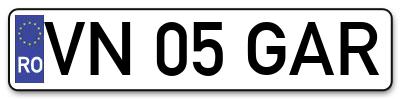 Placuta inmatriculare numar auto  VN-05-GAR, VN 05 GAR, VN05GAR