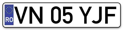 Placuta inmatriculare numar auto  VN-05-YJF, VN 05 YJF, VN05YJF