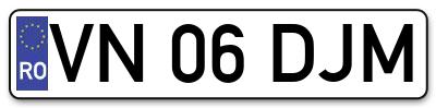 Placuta inmatriculare numar auto  VN-06-DJM, VN 06 DJM, VN06DJM