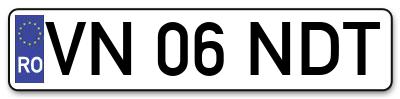 Placuta inmatriculare numar auto  VN-06-NDT, VN 06 NDT, VN06NDT