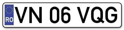 Placuta inmatriculare numar auto  VN-06-VQG, VN 06 VQG, VN06VQG
