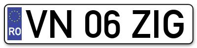Placuta inmatriculare numar auto  VN-06-ZIG, VN 06 ZIG, VN06ZIG