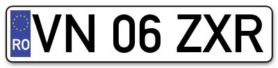 Placuta inmatriculare numar auto  VN-06-ZXR, VN 06 ZXR, VN06ZXR