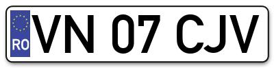 Placuta inmatriculare numar auto  VN-07-CJV, VN 07 CJV, VN07CJV