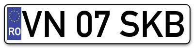 Placuta inmatriculare numar auto  VN-07-SKB, VN 07 SKB, VN07SKB