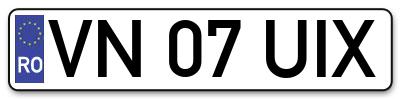 Placuta inmatriculare numar auto  VN-07-UIX, VN 07 UIX, VN07UIX