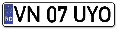 Placuta inmatriculare numar auto  VN-07-UYO, VN 07 UYO, VN07UYO