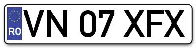 Placuta inmatriculare numar auto  VN-07-XFX, VN 07 XFX, VN07XFX