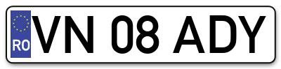Placuta inmatriculare numar auto  VN-08-ADY, VN 08 ADY, VN08ADY