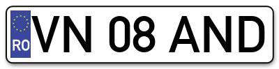 Placuta inmatriculare numar auto  VN-08-AND, VN 08 AND, VN08AND