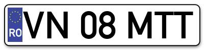 Placuta inmatriculare numar auto  VN-08-MTT, VN 08 MTT, VN08MTT