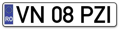Placuta inmatriculare numar auto  VN-08-PZI, VN 08 PZI, VN08PZI