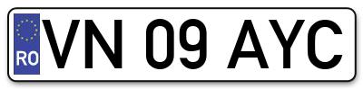 Placuta inmatriculare numar auto  VN-09-AYC, VN 09 AYC, VN09AYC