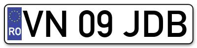 Placuta inmatriculare numar auto  VN-09-JDB, VN 09 JDB, VN09JDB