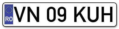 Placuta inmatriculare numar auto  VN-09-KUH, VN 09 KUH, VN09KUH