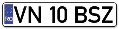 Placuta inmatriculare numar auto  VN-10-BSZ, VN 10 BSZ, VN10BSZ