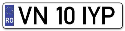 Placuta inmatriculare numar auto  VN-10-IYP, VN 10 IYP, VN10IYP