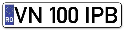 Placuta inmatriculare numar auto  VN-100-IPB, VN 100 IPB, VN100IPB