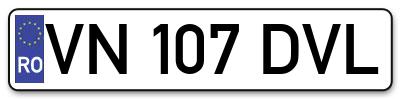 Placuta inmatriculare numar auto  VN-107-DVL, VN 107 DVL, VN107DVL