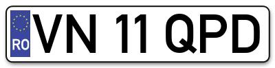 Placuta inmatriculare numar auto  VN-11-QPD, VN 11 QPD, VN11QPD