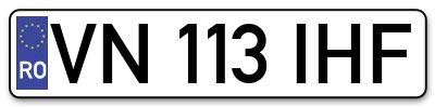 Placuta inmatriculare numar auto  VN-113-IHF, VN 113 IHF, VN113IHF