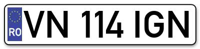 Placuta inmatriculare numar auto  VN-114-IGN, VN 114 IGN, VN114IGN