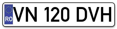 Placuta inmatriculare numar auto  VN-120-DVH, VN 120 DVH, VN120DVH