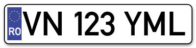 Placuta inmatriculare numar auto  VN-123-YML, VN 123 YML, VN123YML