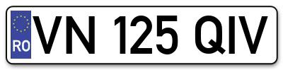 Placuta inmatriculare numar auto  VN-125-QIV, VN 125 QIV, VN125QIV